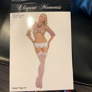 Elegant Moments white sheer thigh hi NWT in original packaging One size